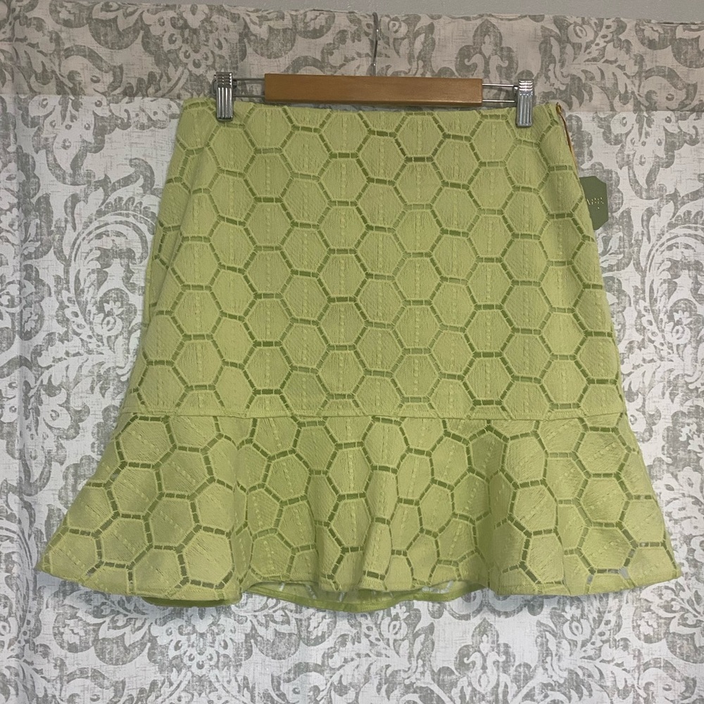 Ryegrass Crochet Lace Boho Preppy Office Spring A Line Skirt Lime Green 10